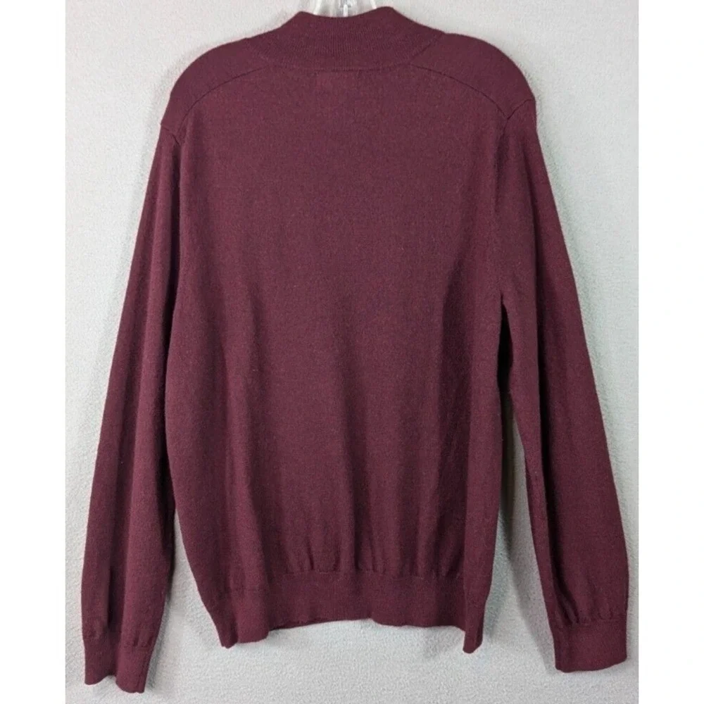 Banana Republic Sweater Men's L Merino Wool 1/4 Zip Button Preppy Stretch Maroon